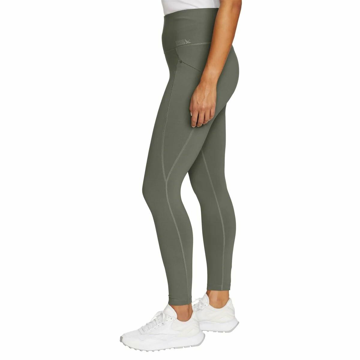 Eddie Bauer Women's Comfort Stretch Moisture Wicking Trail Legging Tight with Pockets (US, Alpha, X-Large, Regular, Regular, Green)