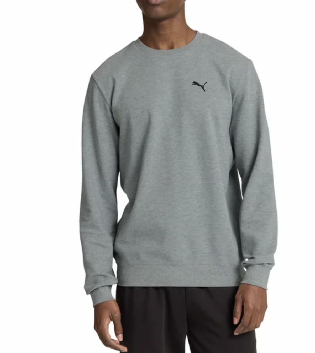 Puma Men's Long Sleeve Textured Crew Pullover Sweatshirt (US, Alpha, Small, Regular, Regular, Gray)