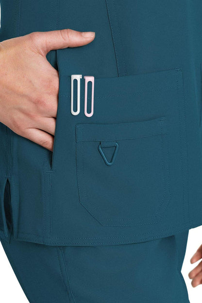 Med Couture Activate Women's V-Neck Racerback Scrub Top Pewter XL