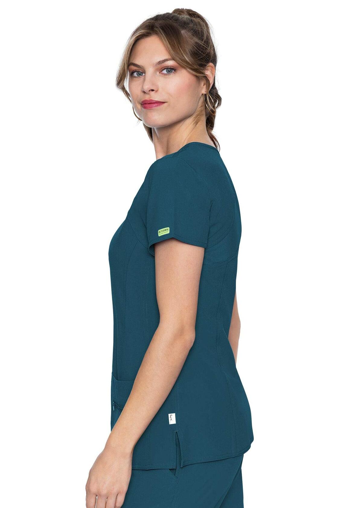 Med Couture Activate Women's V-Neck Racerback Scrub Top Pewter XL