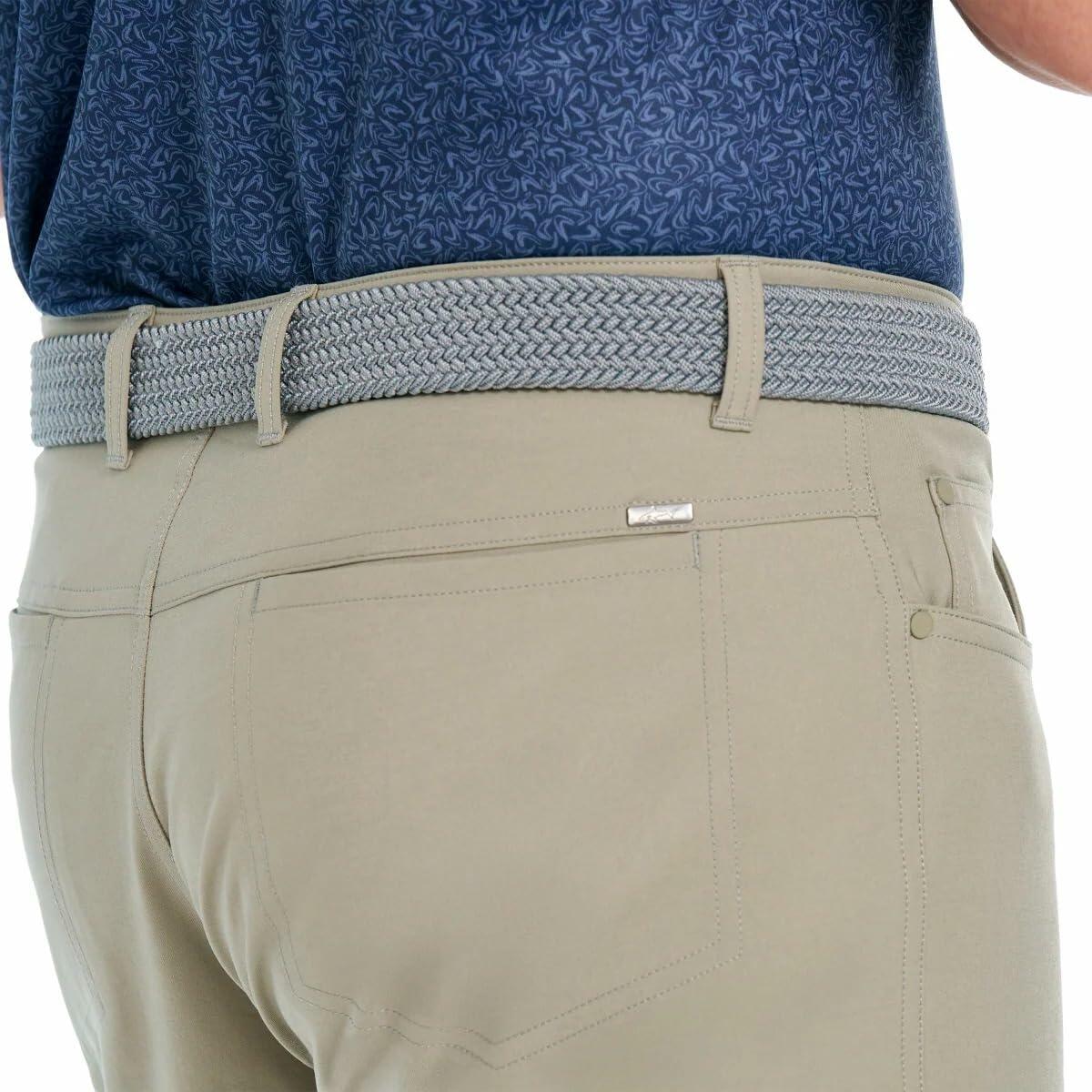 Greg Norman Men's Classic 5 Pocket 4-Way Stretch Pant (Green, 32W x 34L)