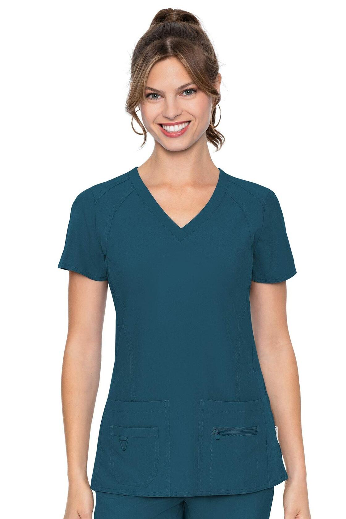 Med Couture Activate Women's V-Neck Racerback Scrub Top Pewter XL
