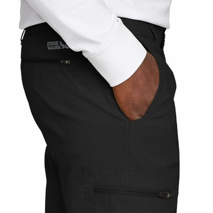 Eddie Bauer Men’s Fleece Lined Pants – Water Resistant, Lightweight Stretch Fabric, Zipper Pockets (Black, 30Wx29L)