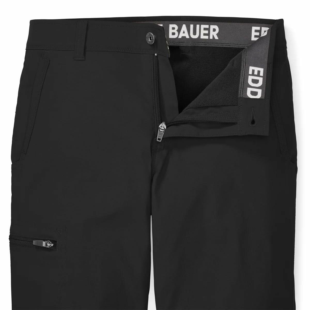Eddie Bauer Men’s Fleece Lined Pants – Water Resistant, Lightweight Stretch Fabric, Zipper Pockets (Black, 30Wx29L)