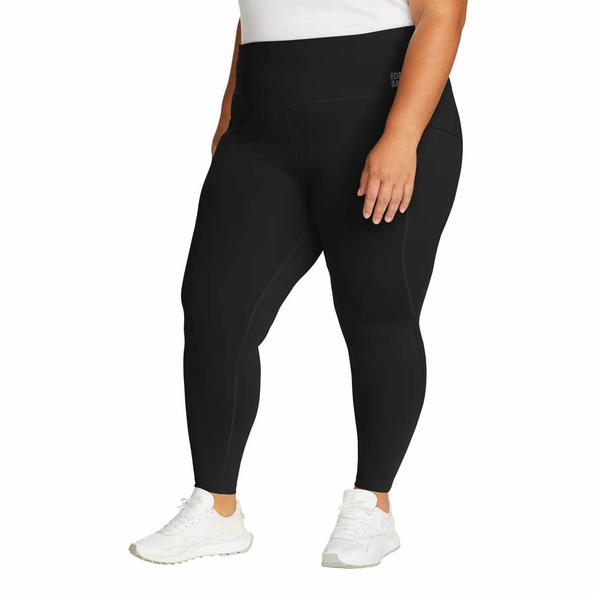Eddie Bauer Women's Comfort Stretch Moisture Wicking Trail Legging Tight with Pockets (US, Alpha, Medium, Regular, Regular, Black)