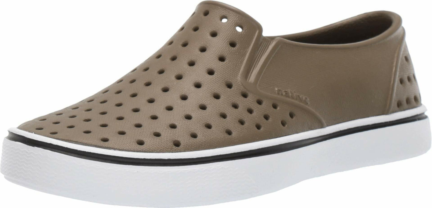 Native Shoes Kids Miles Slip-On Sneaker for Little Kids and Toddlers - Vegan, Perforated Round-Toe Silhouette and Lightweight FootwearUtility Green/Shell White 4 Toddler M
