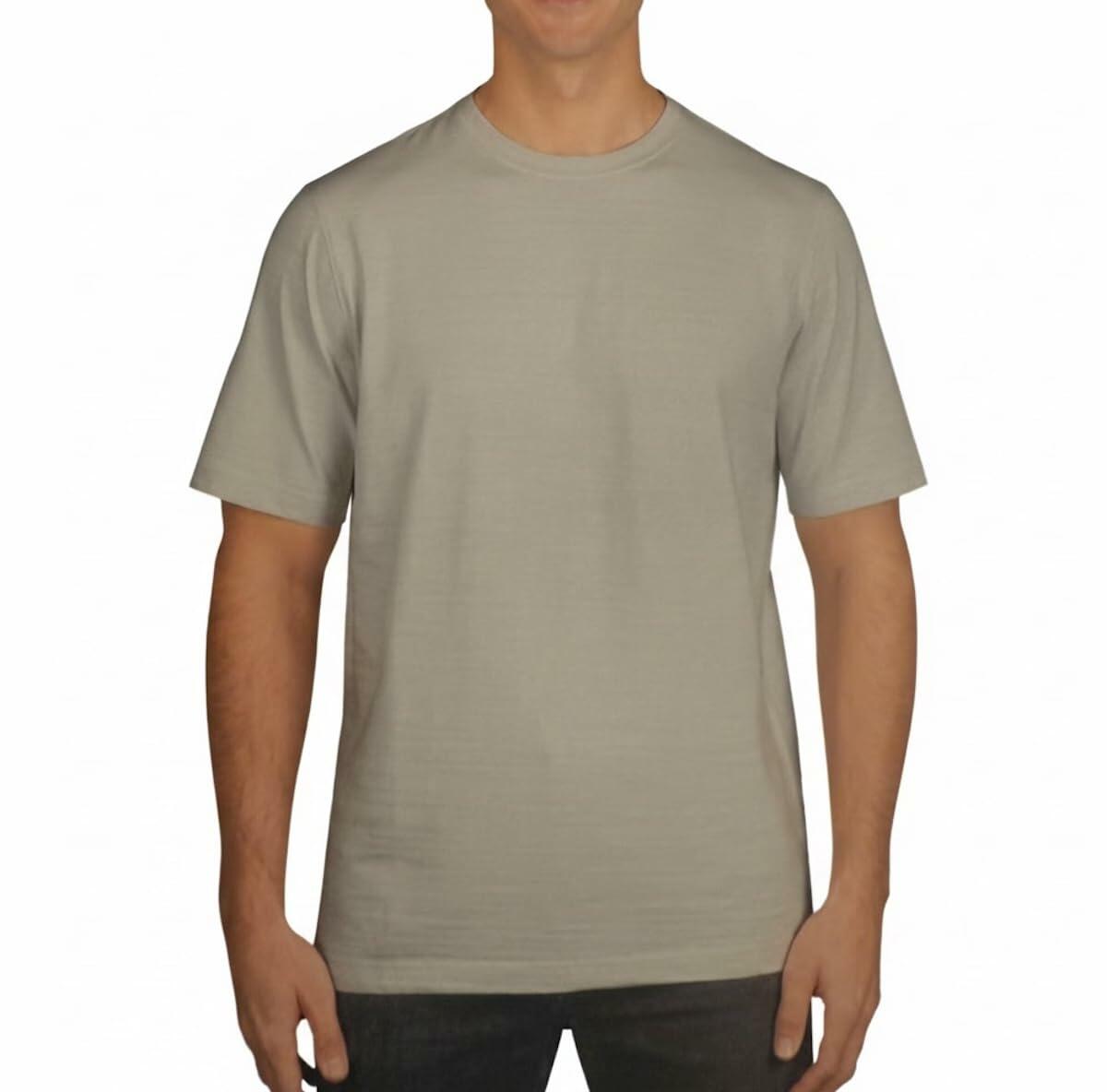KIRKLAND Signature Men's Short Sleeve Pima Cotton Slub Tee Shirt (US, Alpha, XX-Large, Regular, Regular, Light Gray)