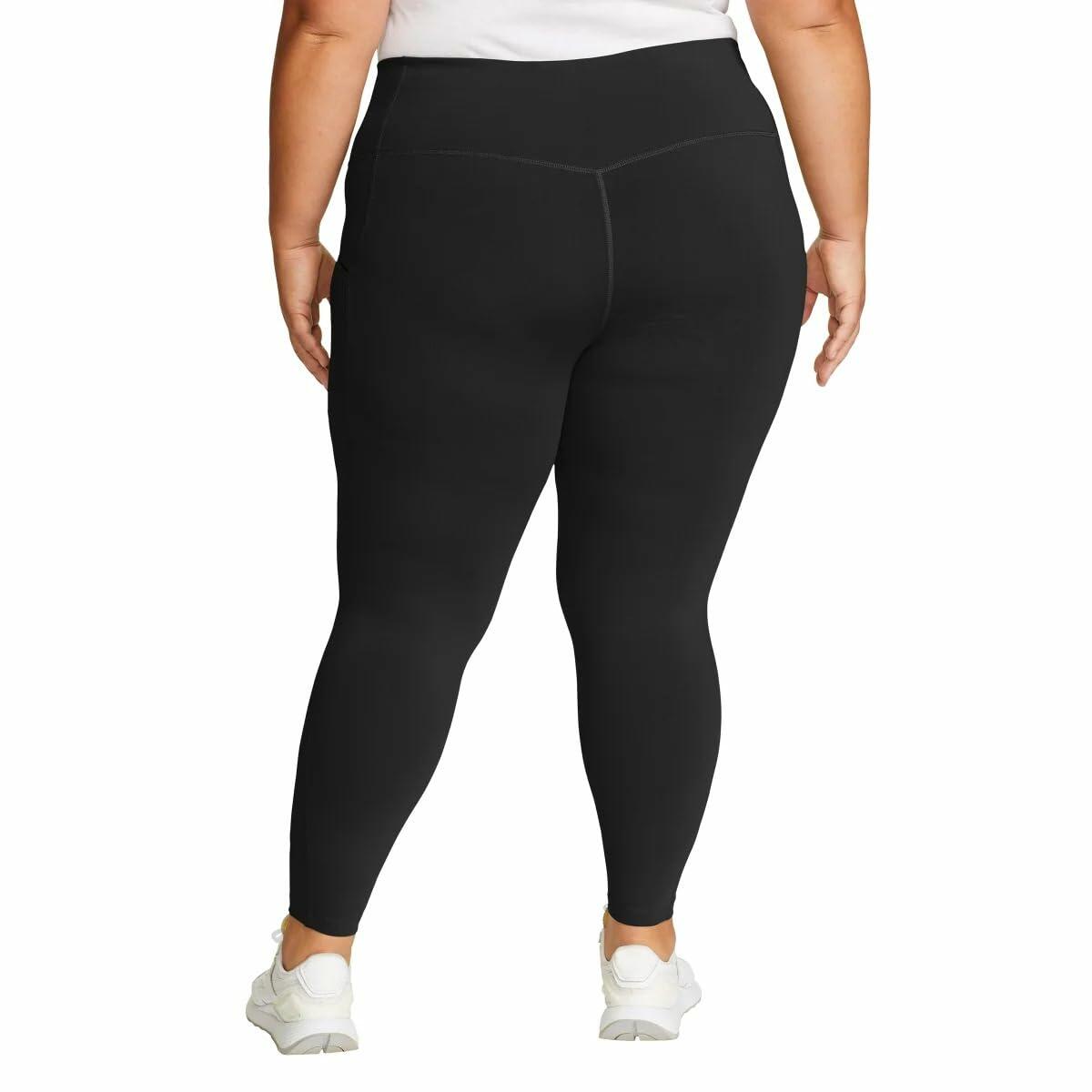 Eddie Bauer Women's Comfort Stretch Moisture Wicking Trail Legging Tight with Pockets (US, Alpha, Medium, Regular, Regular, Black)