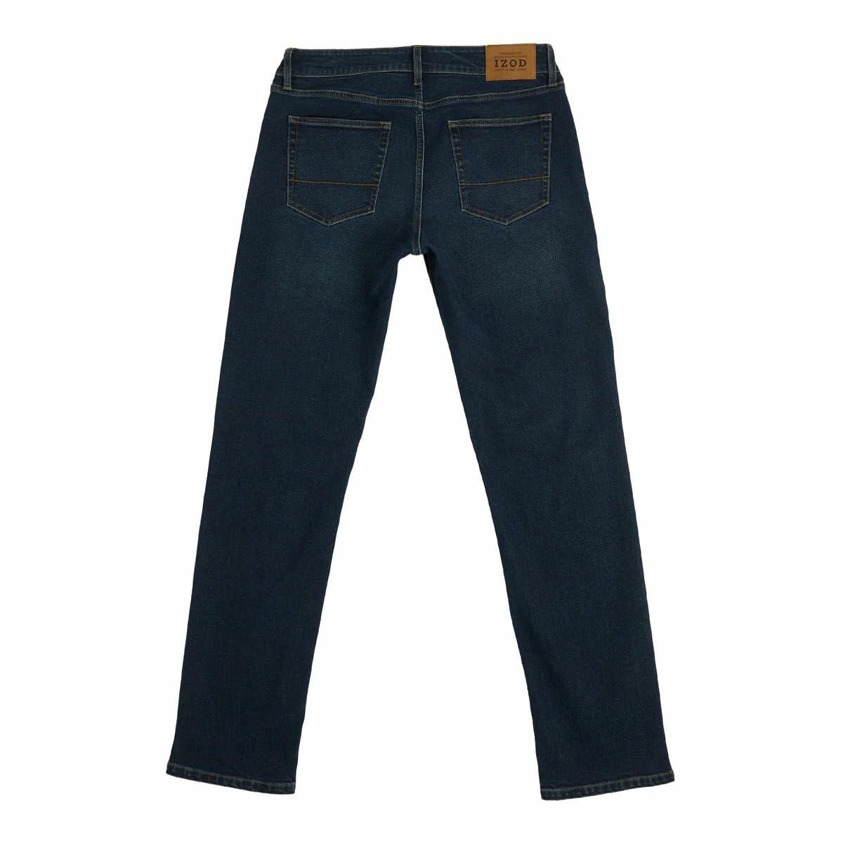 IZOD Men’s Straight Fit Classic 5-Pocket Style Jean (Dark Blue, 36W x 29L)