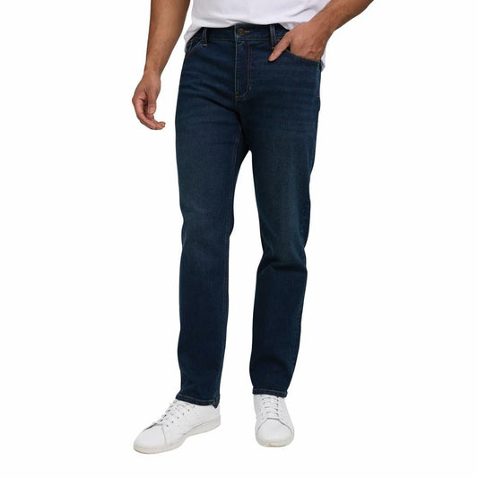 IZOD Men’s Straight Fit Classic 5-Pocket Style Jean (Dark Blue, 36W x 29L)