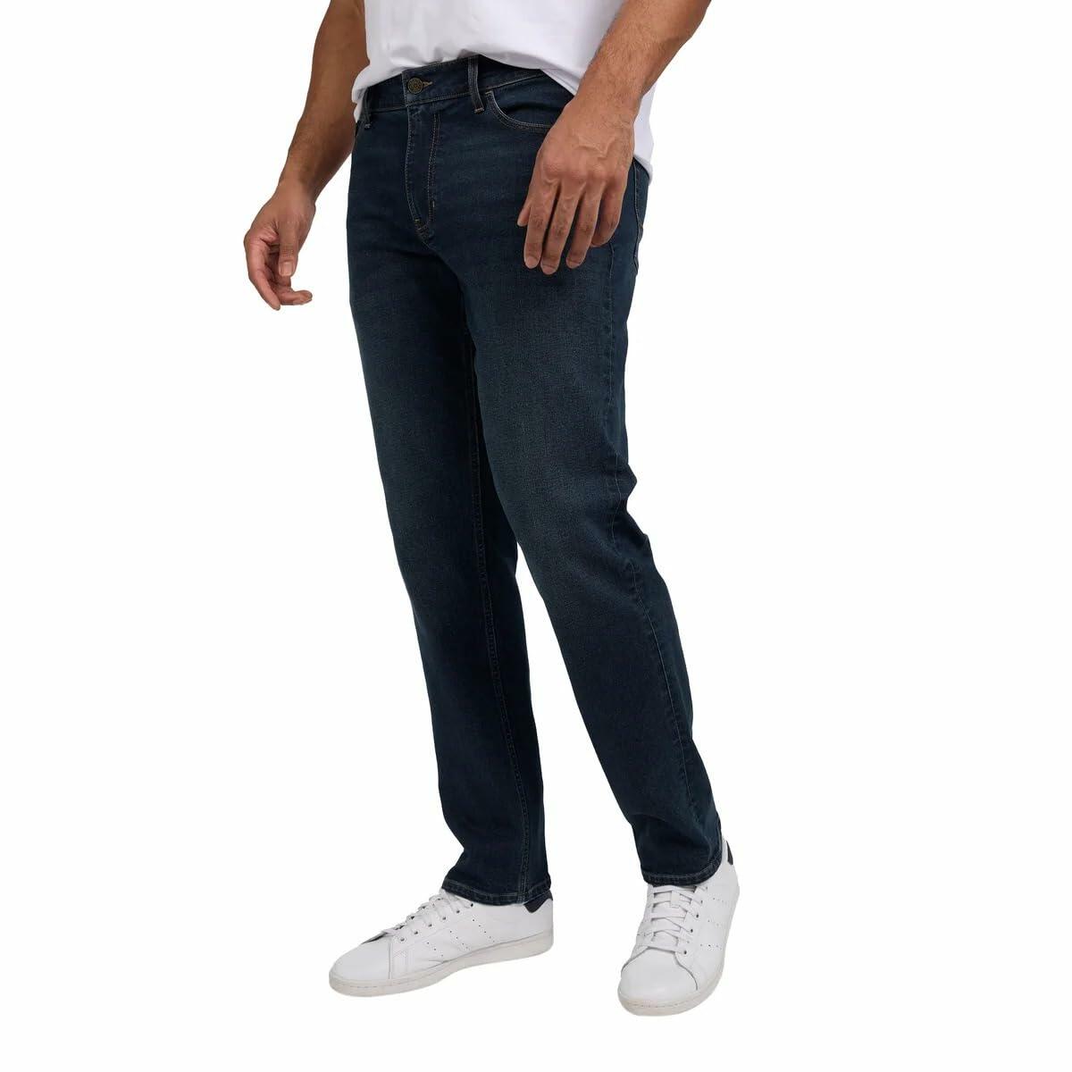 IZOD Men’s Straight Fit Classic 5-Pocket Style Jean (Dark Blue, 36W x 29L)