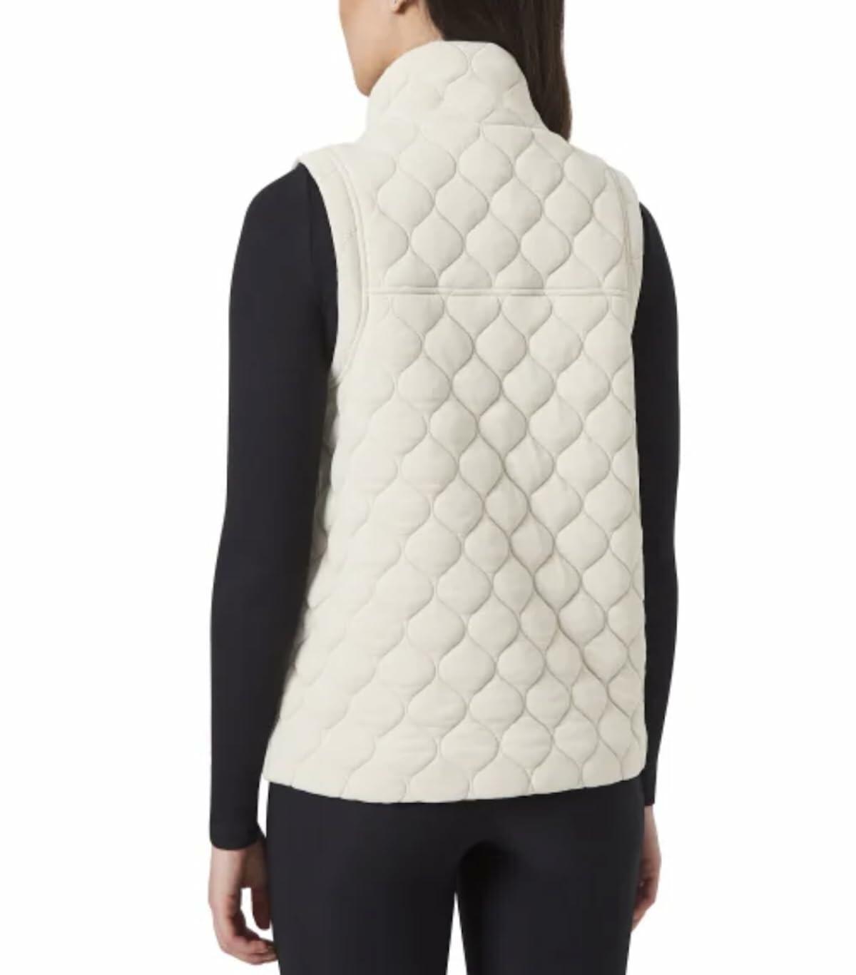 KIRKLAND Signature Women's Stretch Quilted Active Zip Up Vest (US, Alpha, XX-Large, Regular, Regular, Pumice Stone (Cream))