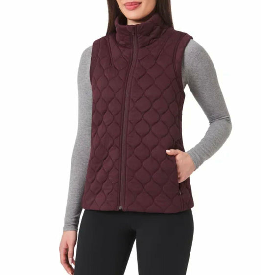 KIRKLAND Signature Women's Stretch Quilted Active Zip Up Vest (US, Alpha, X-Large, Regular, Regular, Wine (Purple))