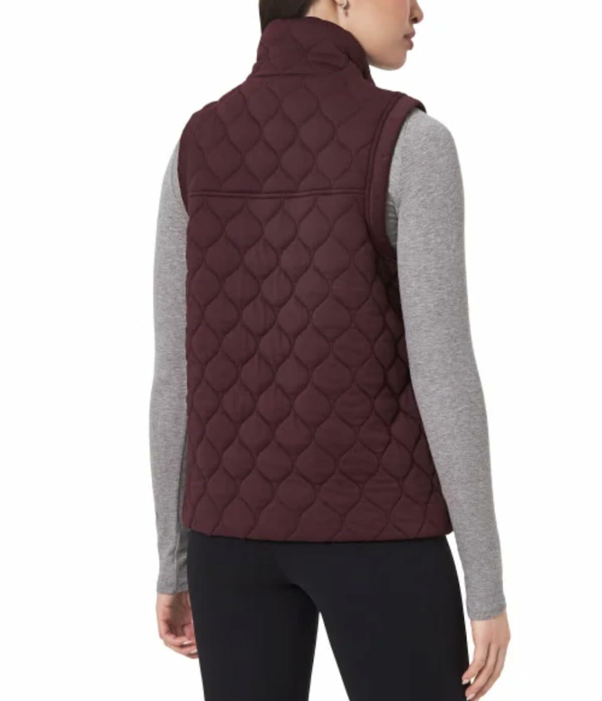 KIRKLAND Signature Women's Stretch Quilted Active Zip Up Vest (US, Alpha, XX-Large, Regular, Regular, Wine (Purple))