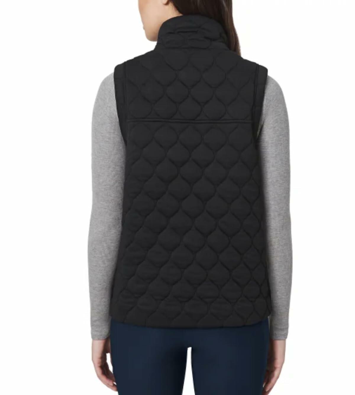 KIRKLAND Signature Women's Stretch Quilted Active Zip Up Vest (US, Alpha, XX-Large, Regular, Regular, Black)