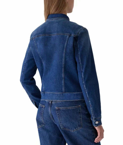 Calvin Klein Women's Long Sleeve Button Up Denim Classic Trucker Jacket (US, Alpha, X-Large, Regular, Regular, Storm Blue (Medium/Dark Denim))