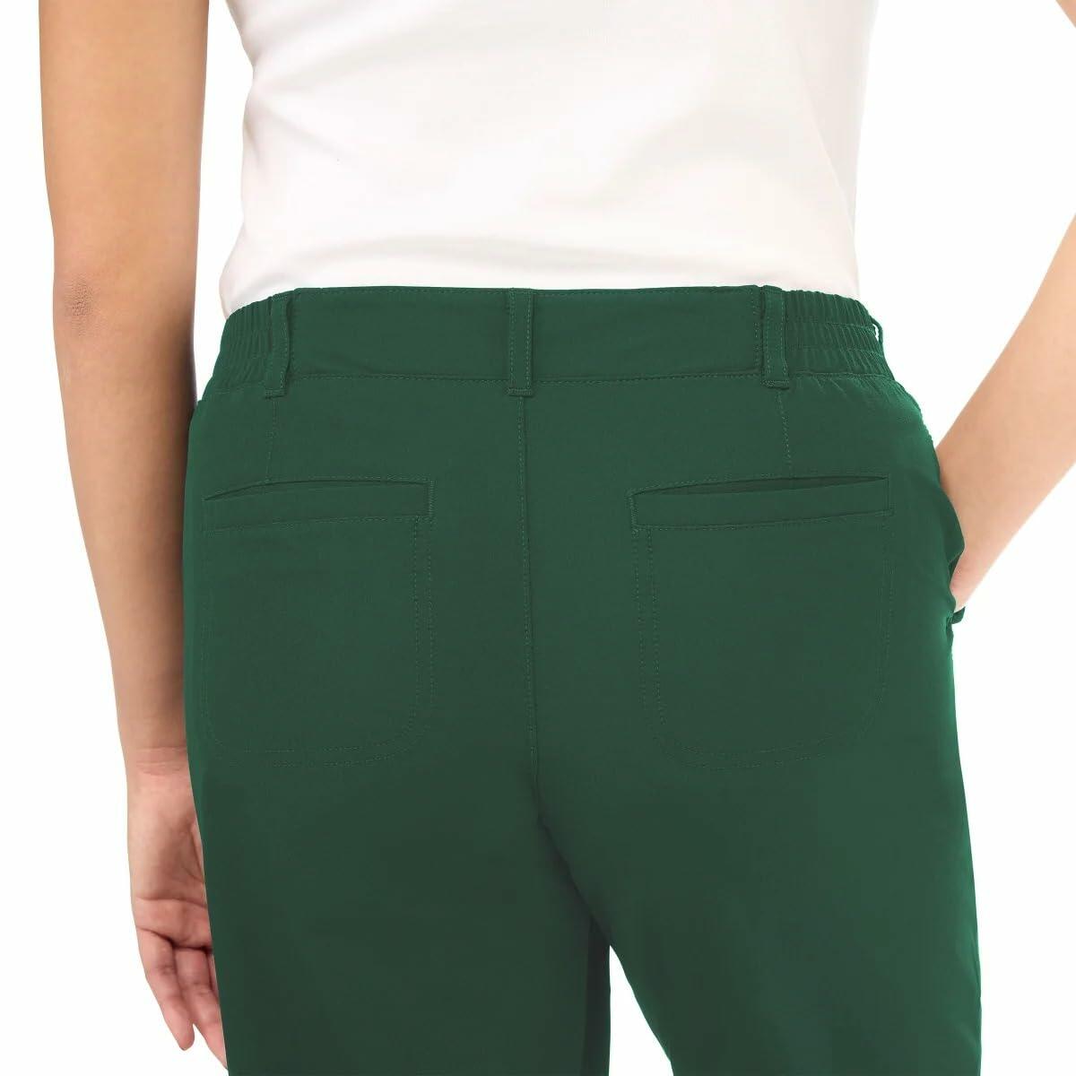 KIRKLAND Signature Women's Travel Pant - Utility Pocket - Elastic Waistband (Green, 16)