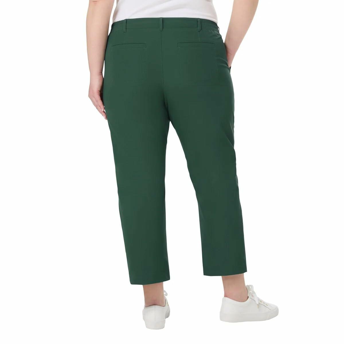 KIRKLAND Signature Women's Travel Pant - Utility Pocket - Elastic Waistband (Green, 12)