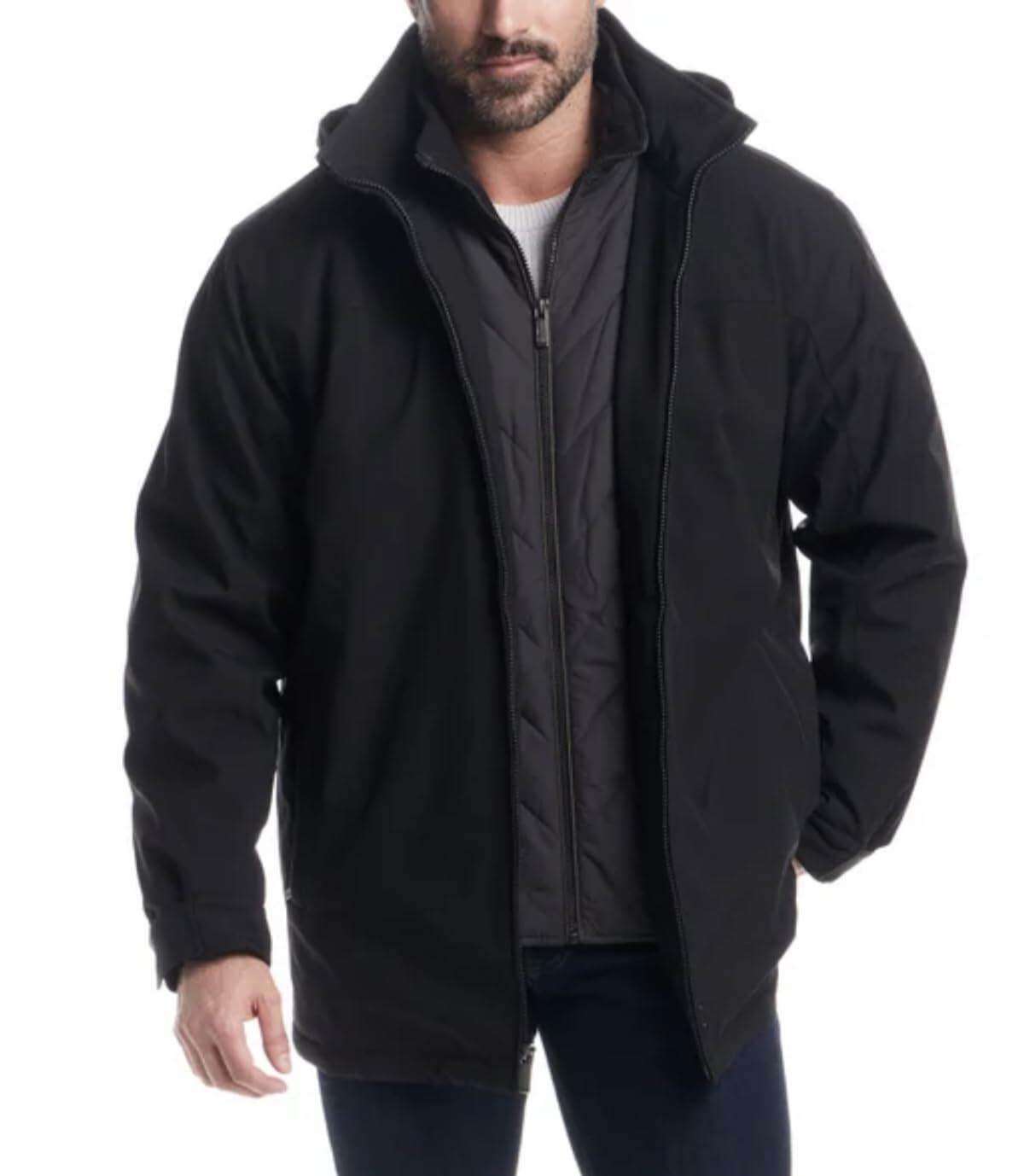 Weatherproof Men's Stetch Ultratech Windproof and Water Resistant Jacket (US, Alpha, X-Large, Regular, Regular, Black)