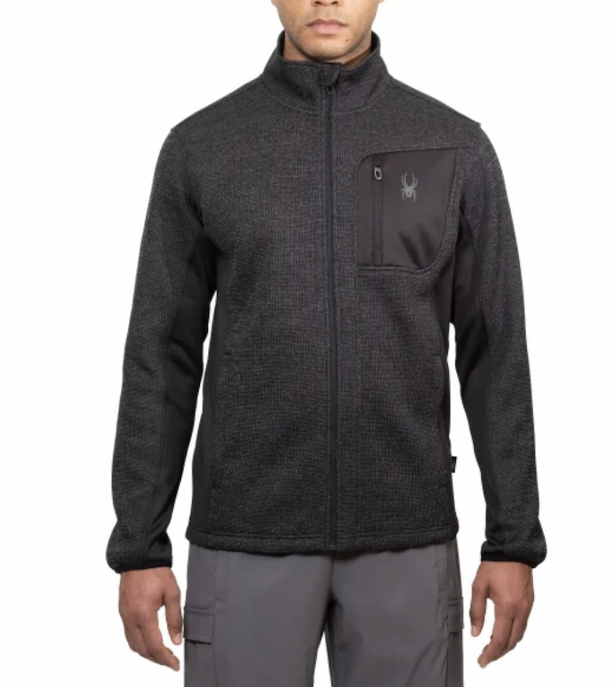 Spyder Men's Relaxed Fit Full Zip Jacket (US, Alpha, X-Large, Regular, Regular, Black)