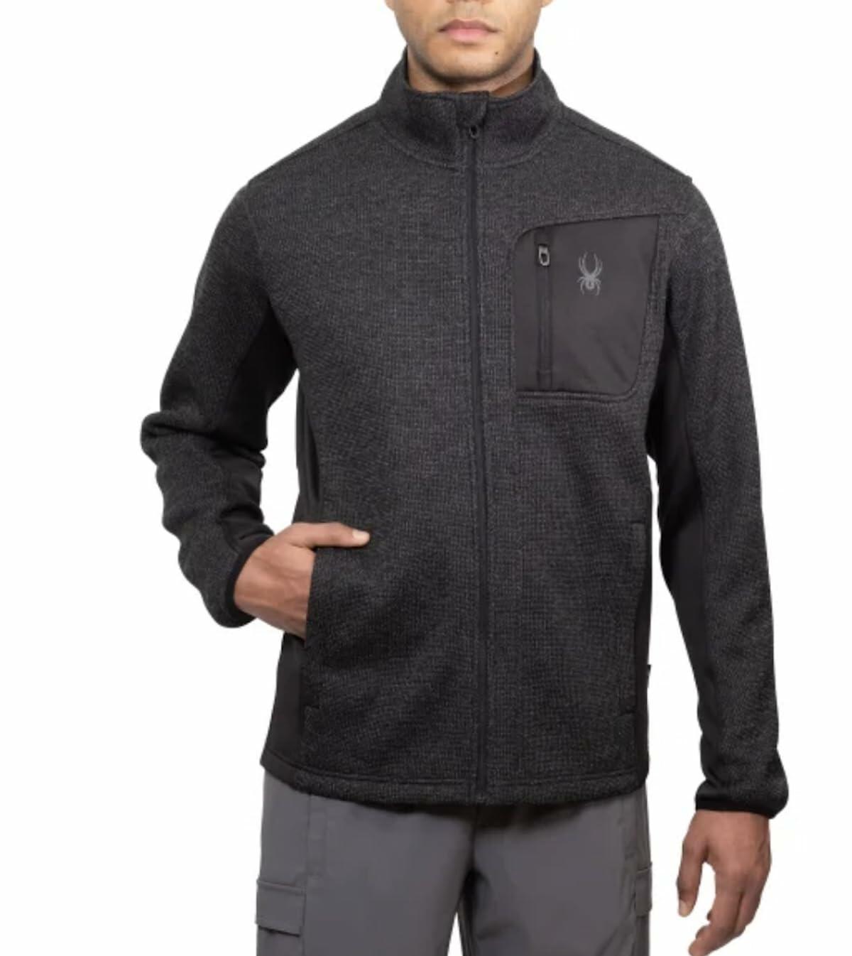 Spyder Men's Relaxed Fit Full Zip Jacket (US, Alpha, X-Large, Regular, Regular, Black)