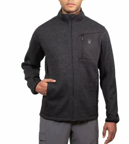 Spyder Men's Relaxed Fit Full Zip Jacket (US, Alpha, X-Large, Regular, Regular, Black)