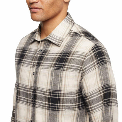Eddie Bauer Men’s Classic Plaid Flannel Shirt – Long Sleeve, Button-Up (US, Alpha, Large, Regular, Regular, Cream)