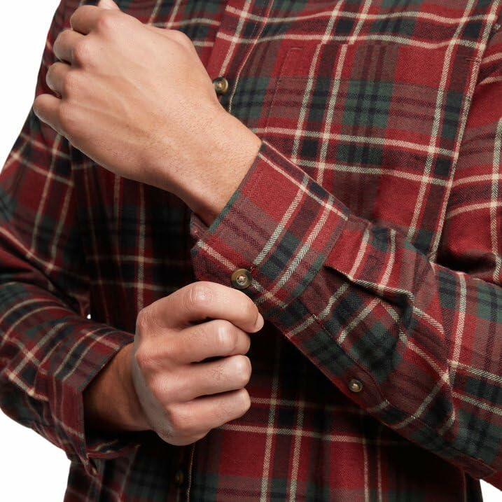 Eddie Bauer Men’s Classic Plaid Flannel Shirt – Long Sleeve, Button-Up (US, Alpha, Large, Regular, Regular, Red)