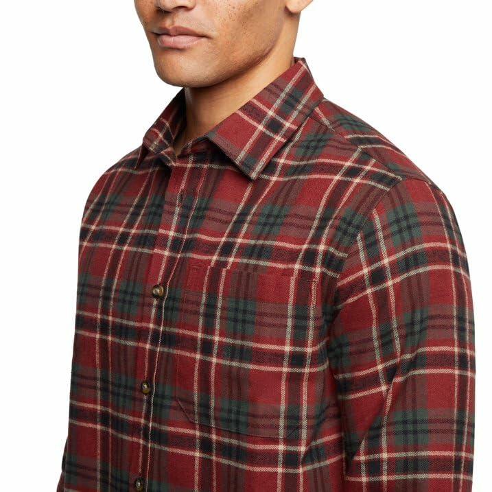 Eddie Bauer Men’s Classic Plaid Flannel Shirt – Long Sleeve, Button-Up (US, Alpha, X-Large, Regular, Regular, Red)