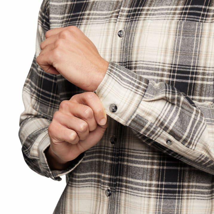 Eddie Bauer Men’s Classic Plaid Flannel Shirt – Long Sleeve, Button-Up (US, Alpha, Large, Regular, Regular, Cream)