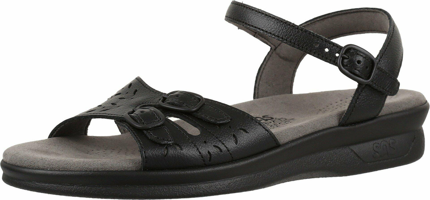 SAS Duo Adjustable Comfort Sandal Black 5 W - Wide (C)