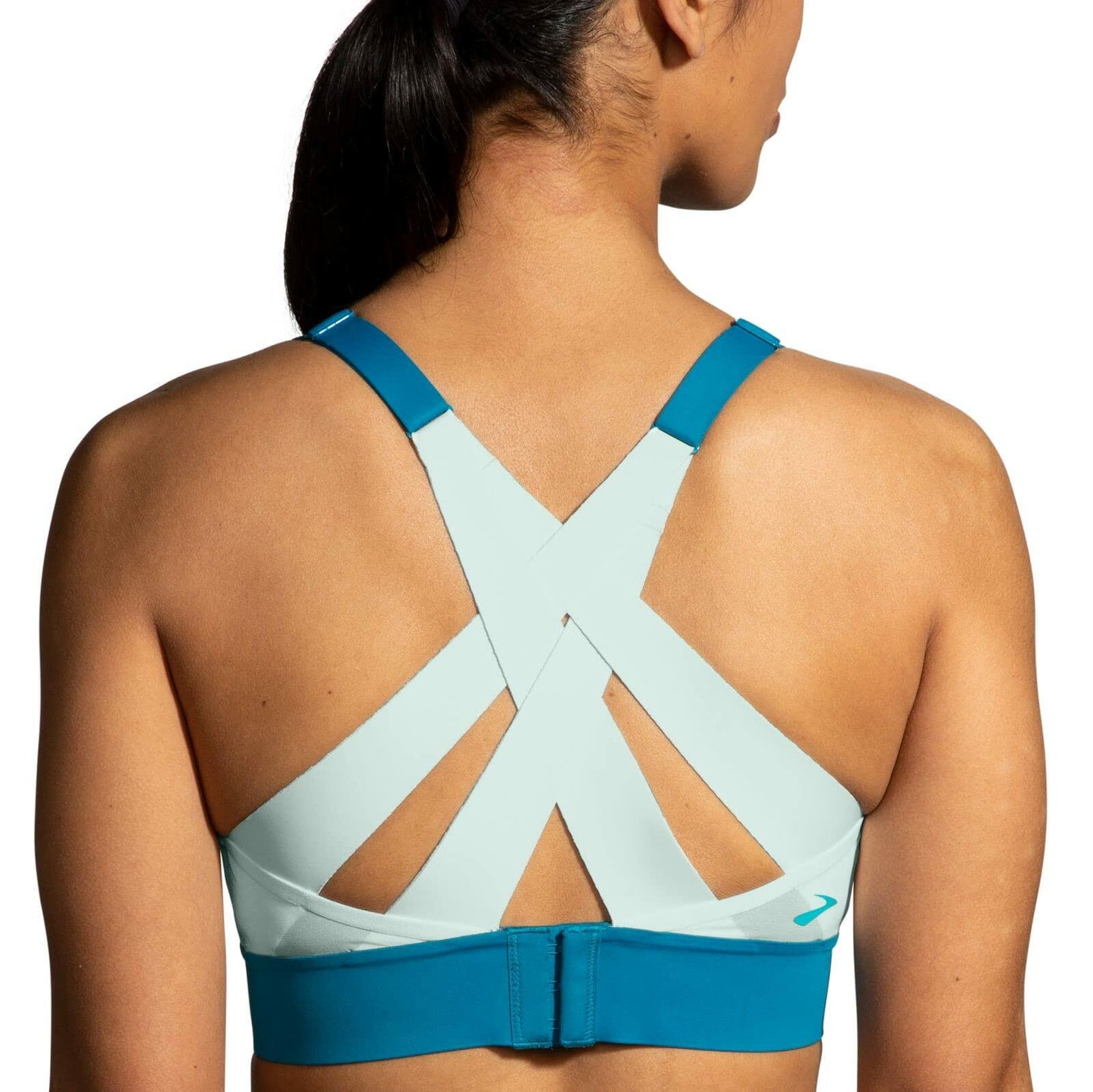Brooks Women's Interlace Sports Bra for High Impact Running, Workouts & Sports with Maximum Support - Nile Green/Lagoon/Light Mint - 36 C/D