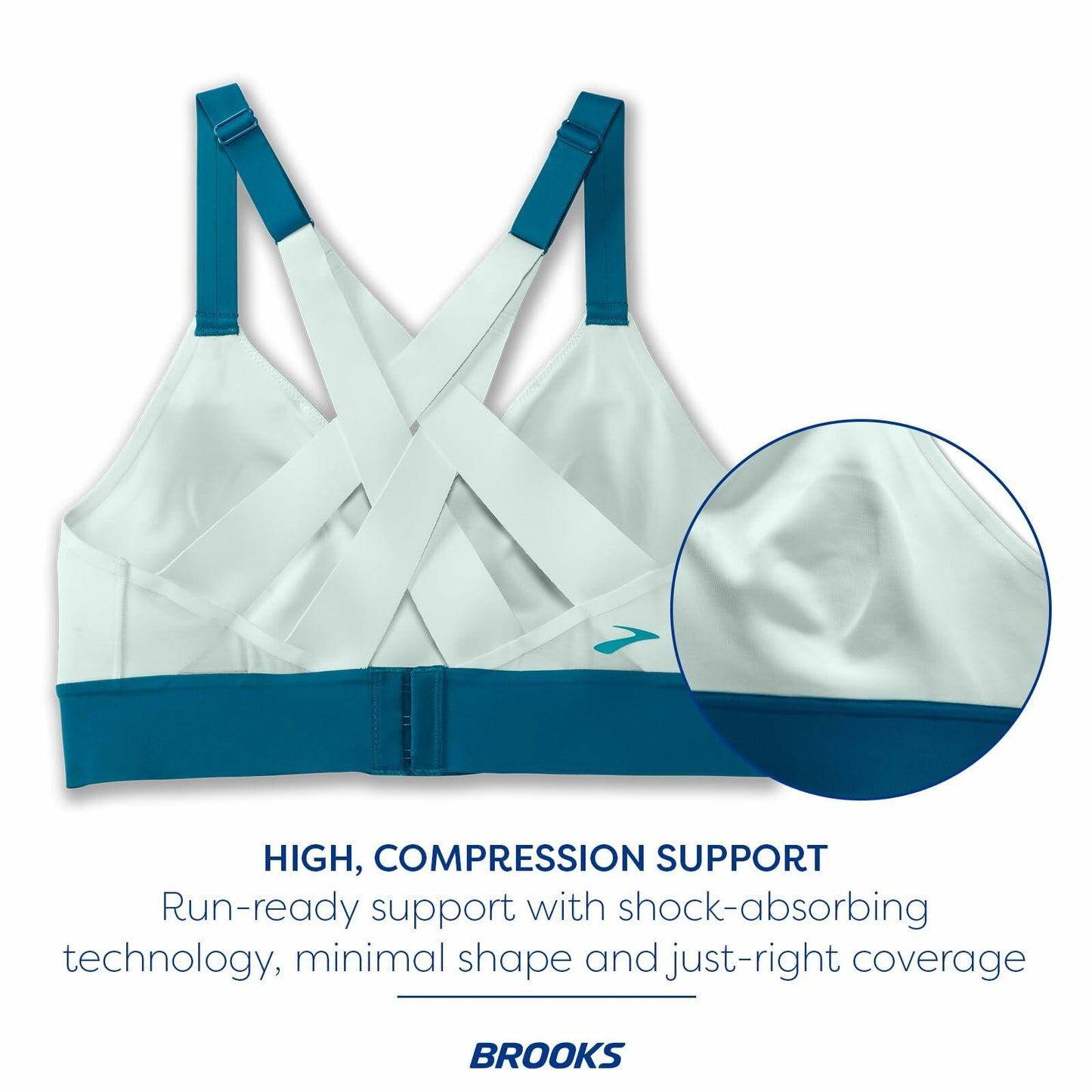 Brooks Women's Interlace Sports Bra for High Impact Running, Workouts & Sports with Maximum Support - Nile Green/Lagoon/Light Mint - 36 C/D