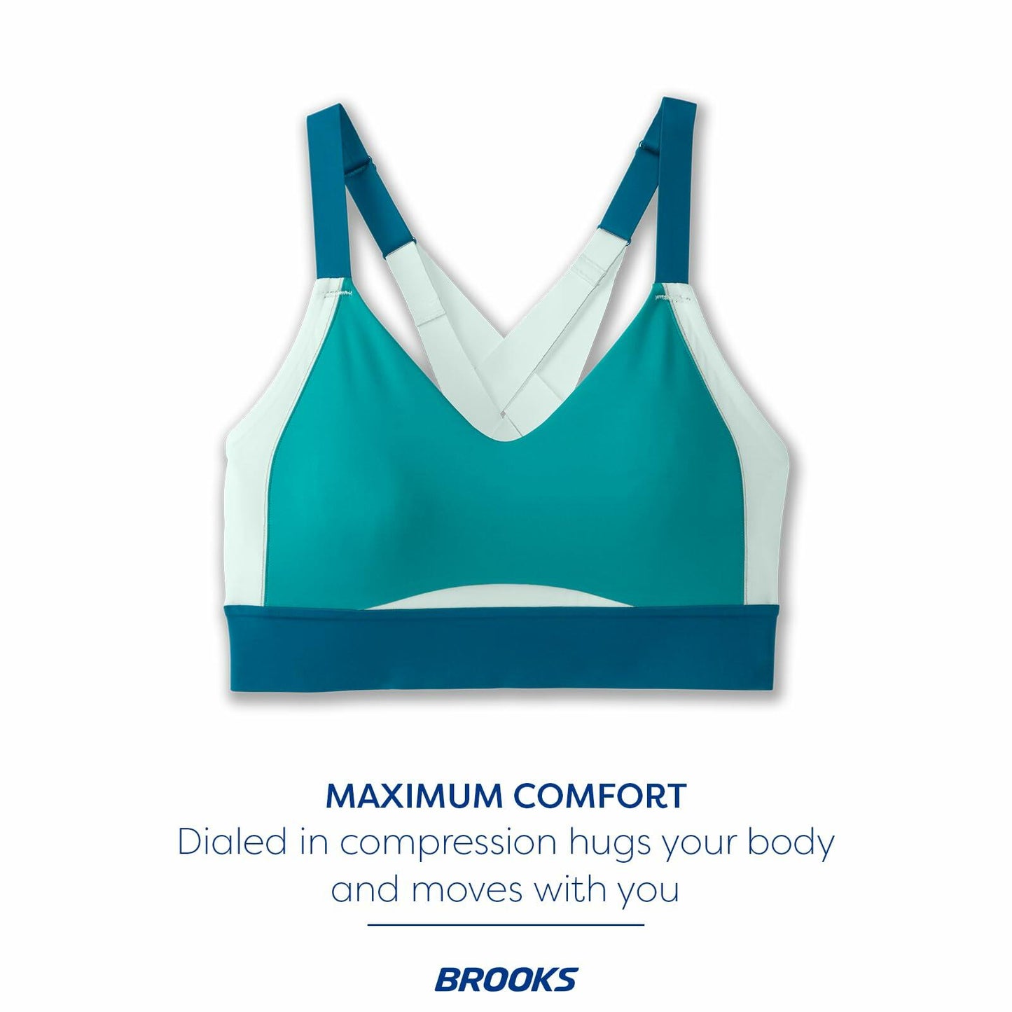 Brooks Women's Interlace Sports Bra for High Impact Running, Workouts & Sports with Maximum Support - Nile Green/Lagoon/Light Mint - 36 C/D