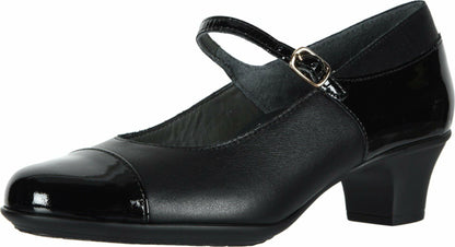 SAS Isabel Mary Jane Comfort Heel Black/Black Patent 10.5 W - Wide (C)