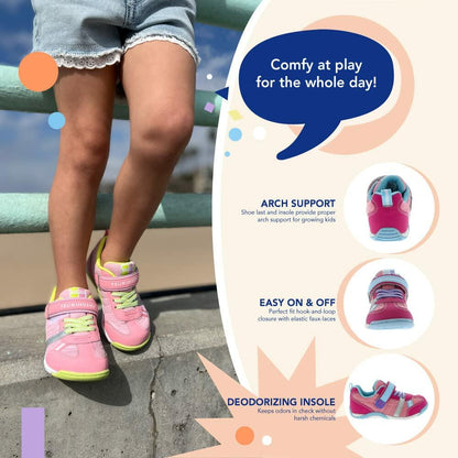 TSUKIHOSHI KAZ Kids Shoes - Strap-Closure Machine-Washable Kids and Toddler Shoes with Wide Toe Box & Slip-Resistant, Non-Marking Outsoles, Fuchsia/Light Blue - 7.5 Toddler (1-4 Years)