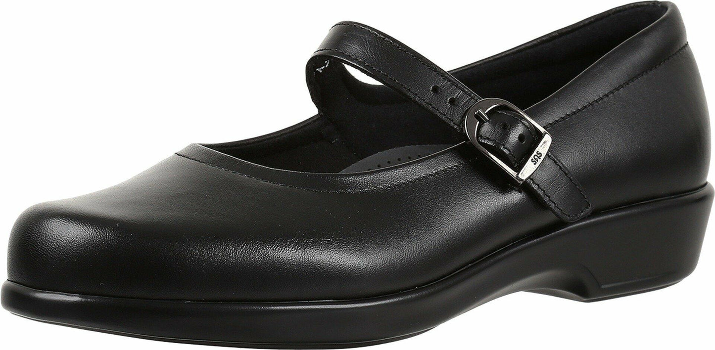 SAS Maria Mary Jane - Shoes for Women - Leather Uppers - Breathable Textile Linings - Polyurethane Outsole Black 8 S - Slim (AAA)