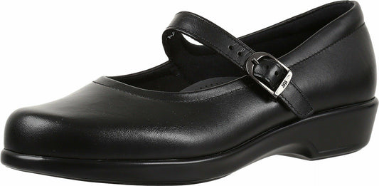 SAS Maria Mary Jane - Shoes for Women - Leather Uppers - Breathable Textile Linings - Polyurethane Outsole Black 8 S - Slim (AAA)