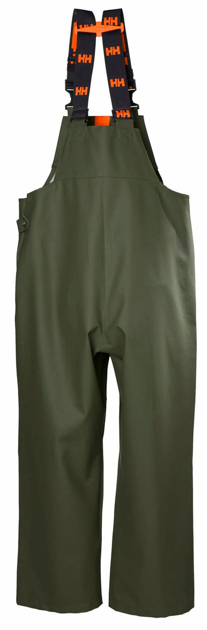 Helly-Hansen Workwear Storm Waterproof Bib Pants for Men - Breathable & PVC-Coated Waterproof Bibs - Work Overalls for Men - 480 Army Green - X-Large
