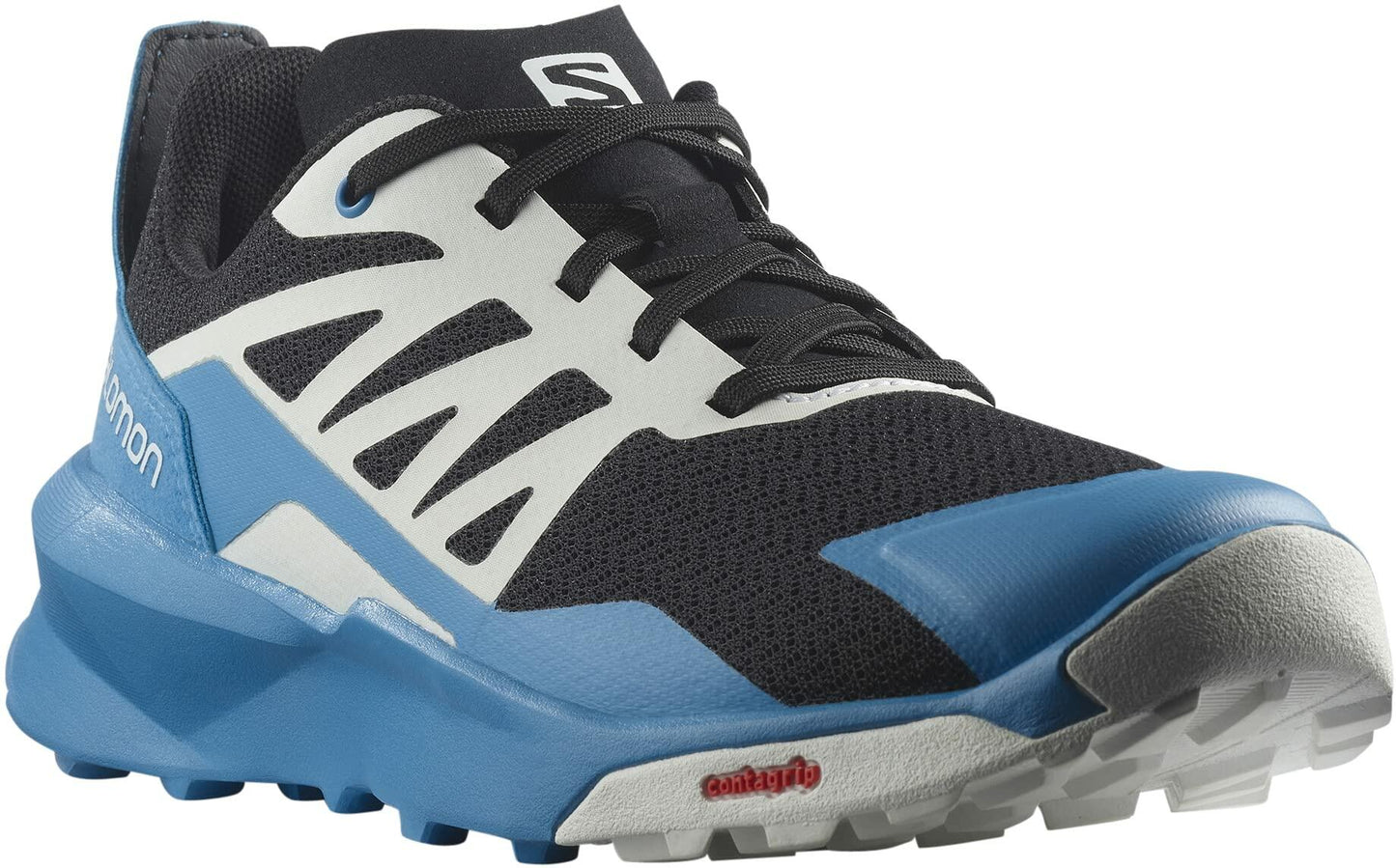 Salomon Kids Patrol Trail Running Shoes, Black/Blithe/White, 3 Big Kid