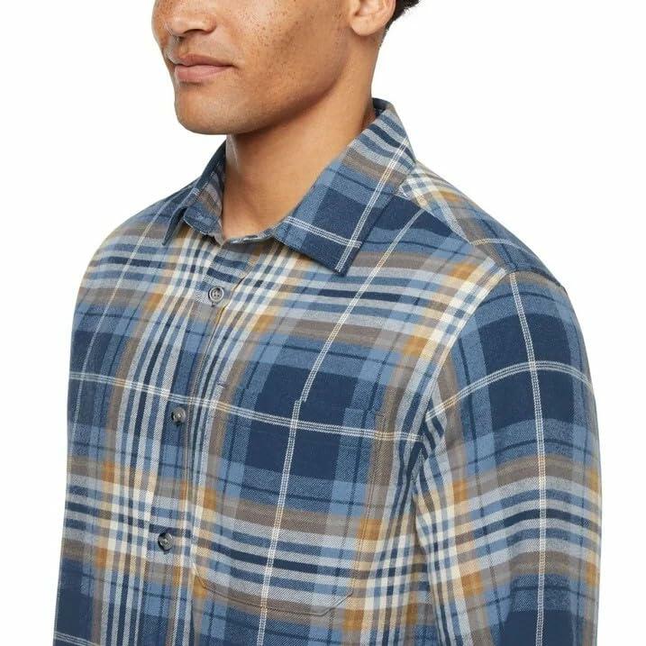 Eddie Bauer Men’s Classic Plaid Flannel Shirt – Long Sleeve, Button-Up (US, Alpha, X-Large, Regular, Regular, Blue)