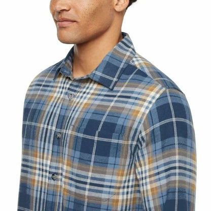 Eddie Bauer Men’s Classic Plaid Flannel Shirt – Long Sleeve, Button-Up (US, Alpha, X-Large, Regular, Regular, Blue)