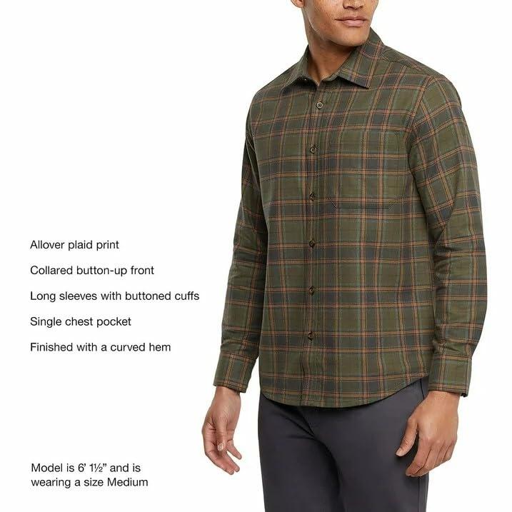 Eddie Bauer Men’s Classic Plaid Flannel Shirt – Long Sleeve, Button-Up (US, Alpha, XX-Large, Regular, Regular, Green)