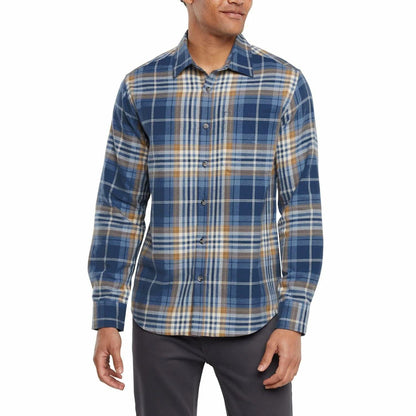Eddie Bauer Men’s Classic Plaid Flannel Shirt – Long Sleeve, Button-Up (US, Alpha, XX-Large, Regular, Regular, Blue)