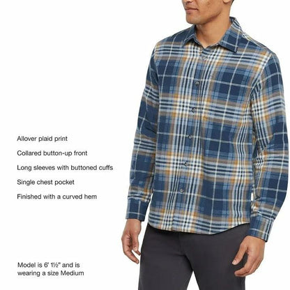 Eddie Bauer Men’s Classic Plaid Flannel Shirt – Long Sleeve, Button-Up (US, Alpha, X-Large, Regular, Regular, Blue)