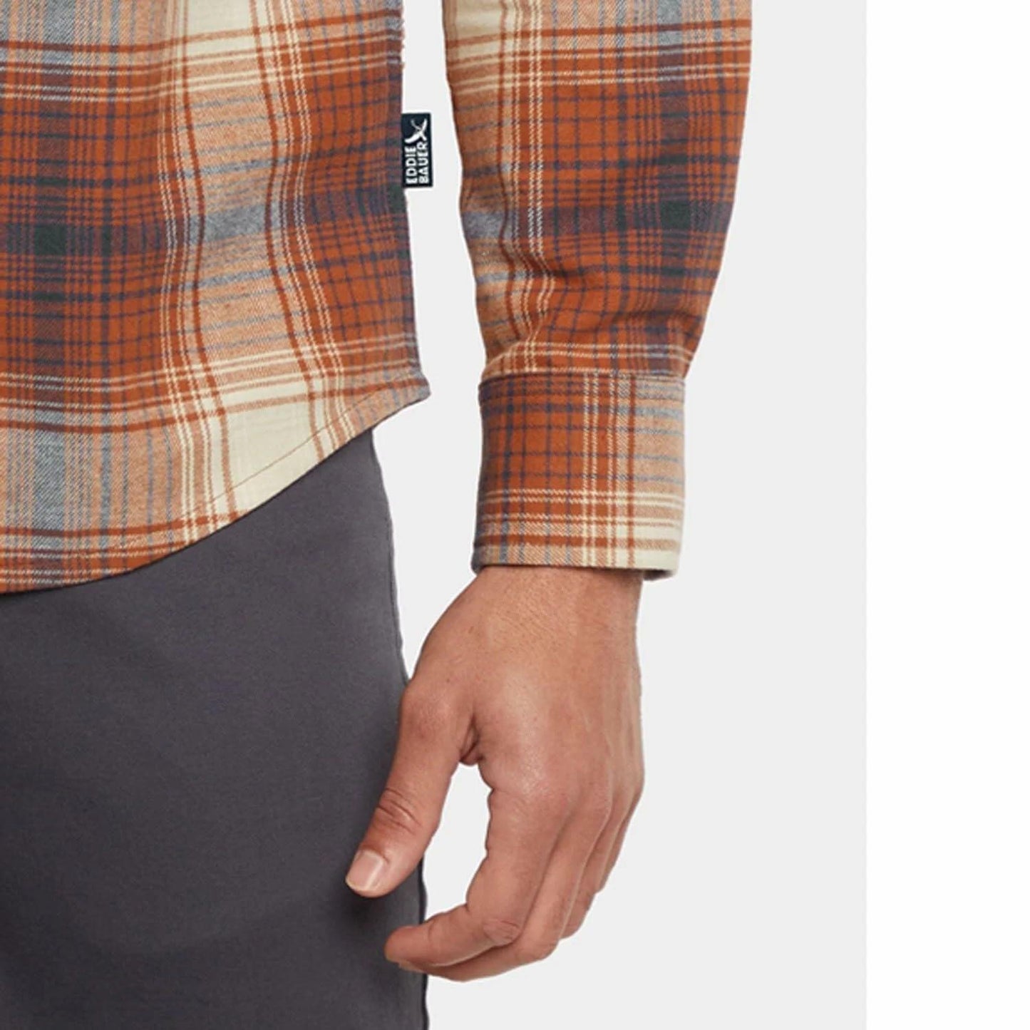 Eddie Bauer Men’s Classic Plaid Flannel Shirt – Long Sleeve, Button-Up (US, Alpha, XX-Large, Regular, Regular, Orange)