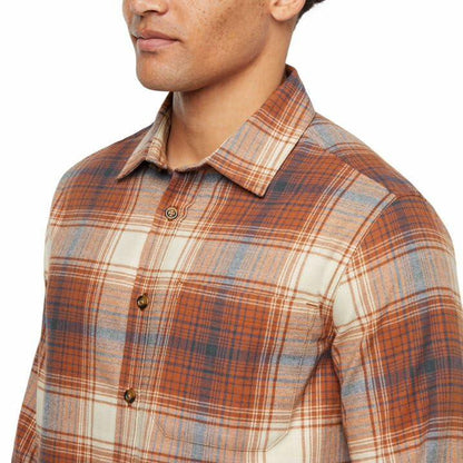 Eddie Bauer Men’s Classic Plaid Flannel Shirt – Long Sleeve, Button-Up (US, Alpha, XX-Large, Regular, Regular, Orange)