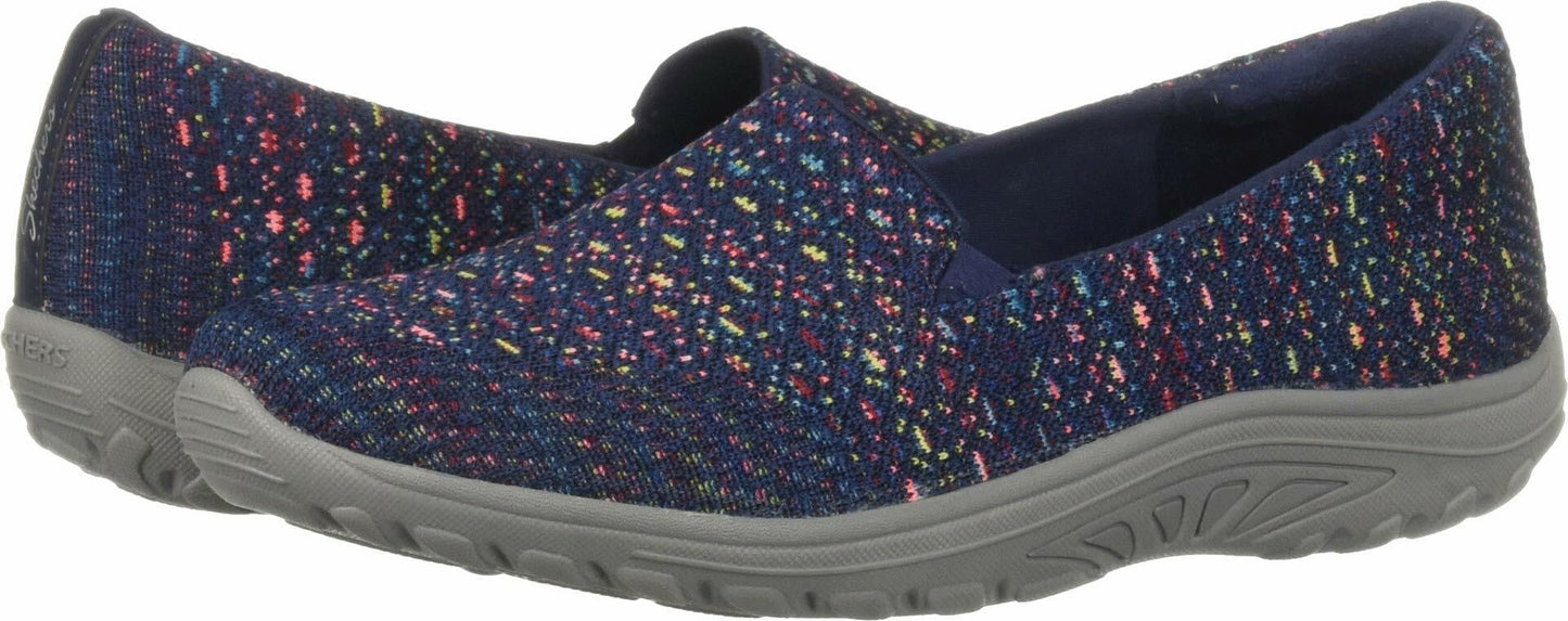 Skechers womens Reggae Fest - Wicker Loafer Flat, Navy, 6.5 US