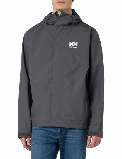 HELLY HANSEN Men's Seven J Waterproof Windproof Breathable Rain Jacket, 964 Charcoal, Small