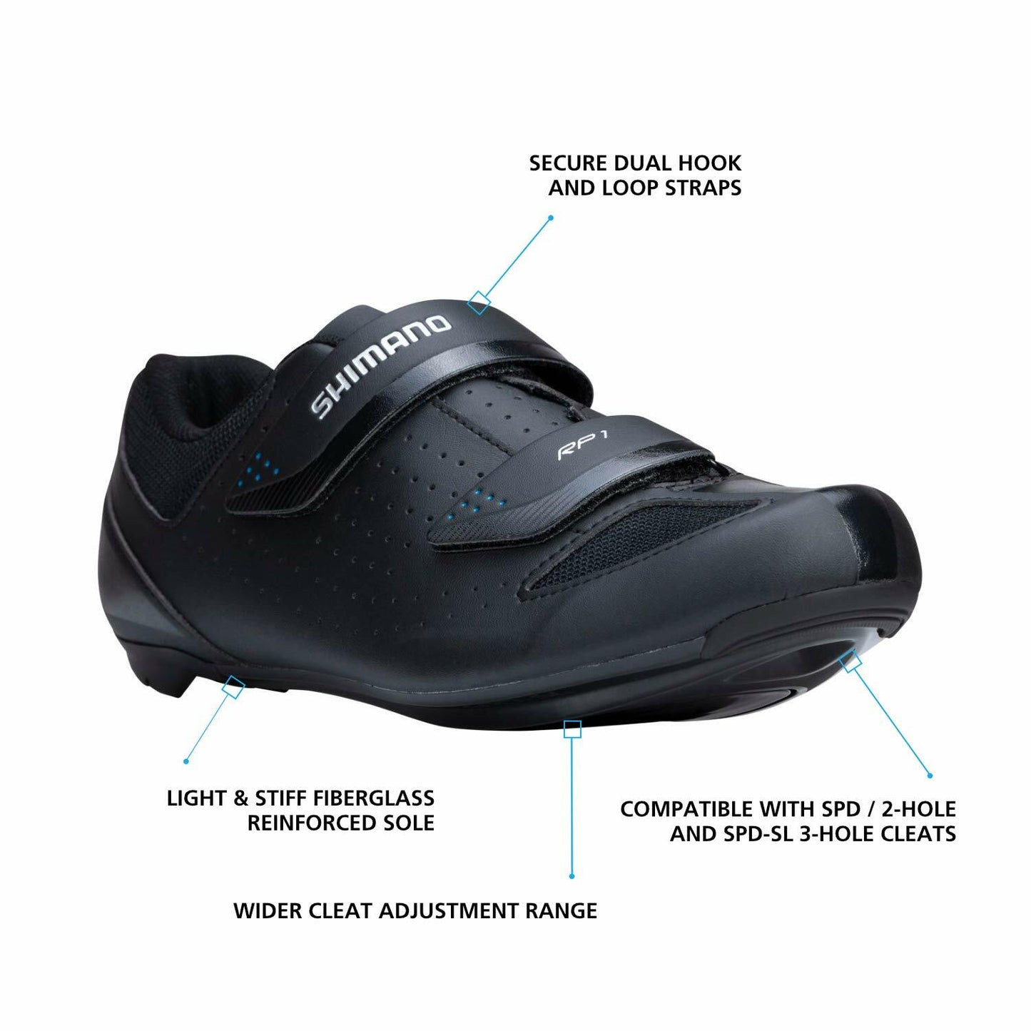 SHIMANO SH-RP1 High Performing All-Rounder Cycling Shoe, Black, 16-16.5 Women / 12-12.5 Men (EU 48)